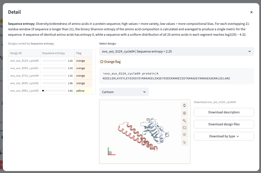 Binder design ProteinQC entropy detail